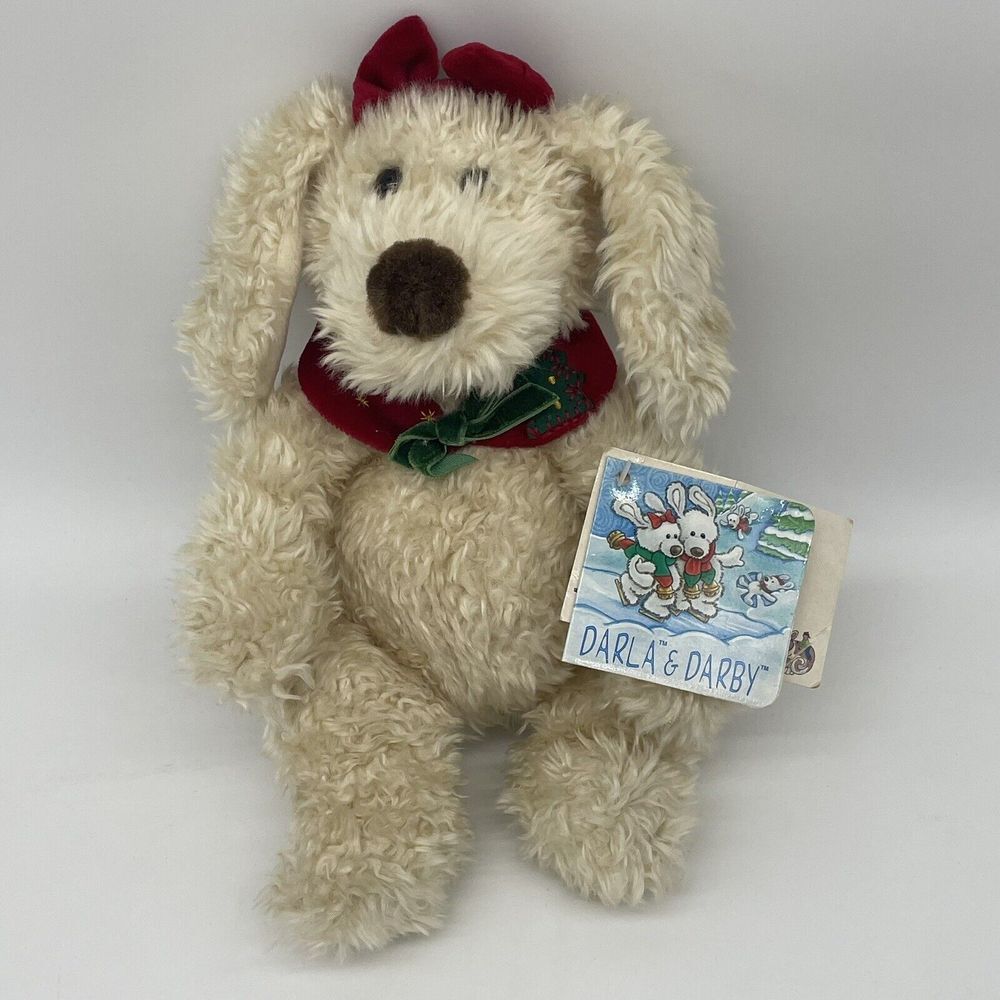 VTG ANIMAL ALLEY Commonwealth DARLA & DARBY Plush Christmas Holiday Dog‎ 2000 9"